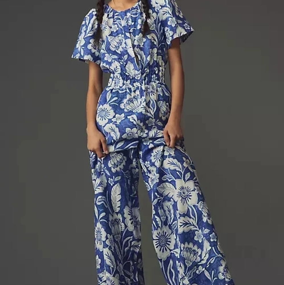 OPEN TO OFFERS Anthropologie The Somerset Wide Leg Linen Jumpsuit Size XS
